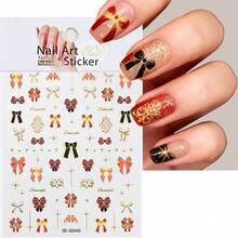 1 Sheet Gold Butterfly Bow Nail Art Stickers Adhesive Sliders DIY Monn Sun Flower Nails Polish Manicure Sticker Decals Nail Supplies - Multicolor - View 9