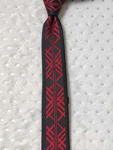 Men's Slim 3D Tie With Glitter, Slim (6cm), Casual Fabric. - Red - View 3