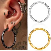 1pc 5mm 4g Stainless Steel Round Hoop Earrings, Fashion Textured Ear Plugs Ear Stretchers Body Piercing Jewelry New - Round-3 - View 1