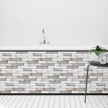 9/45pcs Faux Stone Tile Stickers, Pebble Design Self-Adhesive Wall Stickers For Living Room, Bedroom, Kitchen, Bathroom, Waterproof And Mold-Proof, 15*30CM Removable Wall Decals - Light Grey - View 6