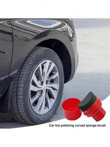 1pc Car Tire Waxing Sponge Car Wax Applicator Pad With Lid Curved Easy Waxing Tire Sponge Tire Cleaning Tools Detailing Brush - Multicolor - View 10