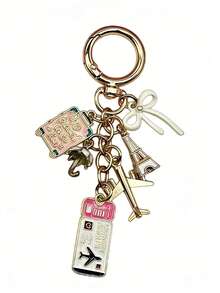 女士单肩包旅行配件钥匙扣，户外机票旅行吊坠，蝴蝶结钥匙扣，旅行饰品，旅行钥匙扣，旅行必备，飞机包吊坠，包包挂饰，包包装饰品，链条包吊坠，装饰链，钥匙扣 - 彩色 - 查看 7