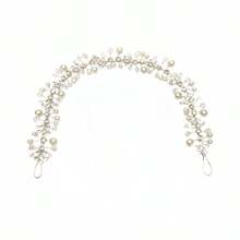 1pc Elegant ABS Plastic Plant-Shaped Headband, Bridal Wedding Hair Accessory, All Season - Silver - View 6