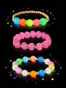 Girls Summer 3Pcs Bracelet Set Sweet Heart Star Layered Beaded Children Party Jewelry Birthday Gift - one-size - View 1