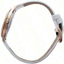 Orient 奢华玫瑰金水晶镶边女士腕表，优雅白色皮革表带，带日期显示和罗马数字时标 - 白色 - 查看 2