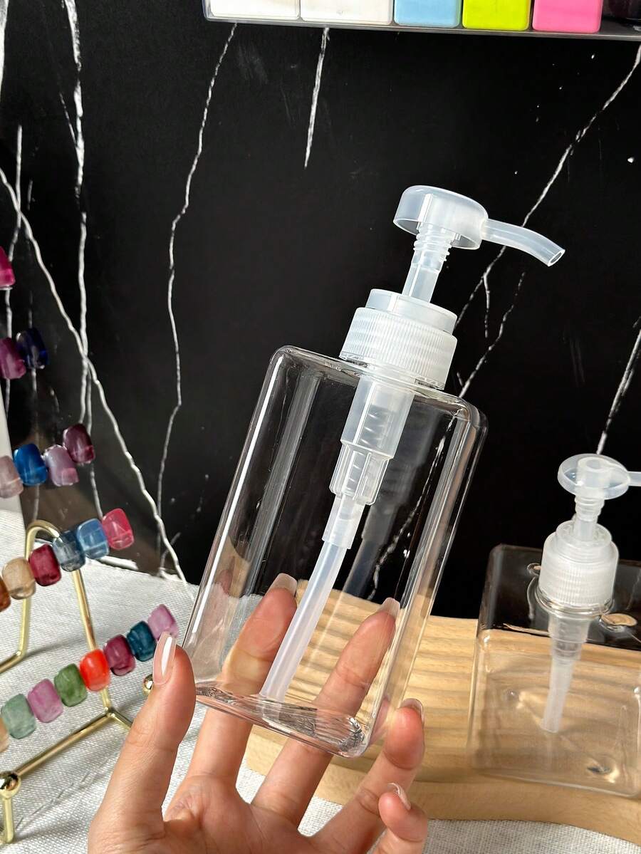 100ml-450ml Refillable Dispenser Bottles, Large Capacity Nail Polish Remover Tool Refill Bottles, Pump Bottles For Shampoo, Body Wash, Hand Soap, Transparent Plastic Bottles - Multicolor - View 1
