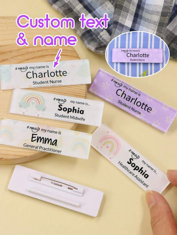 Custom Name Badge For Professional Use, Personalized Text Chest Badge For Nurses And Healthcare Staff, A Thoughtful Graduation Or Work Gift, Customized Name Tag For Daily Wear, Customizable Id Badge With Clip For Office, Clinic, And Service Settings