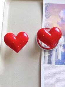 1pc Heart-Shaped Portable Retractable Detachable Magnetic Phone Stand Holder - Multicolor - View 5