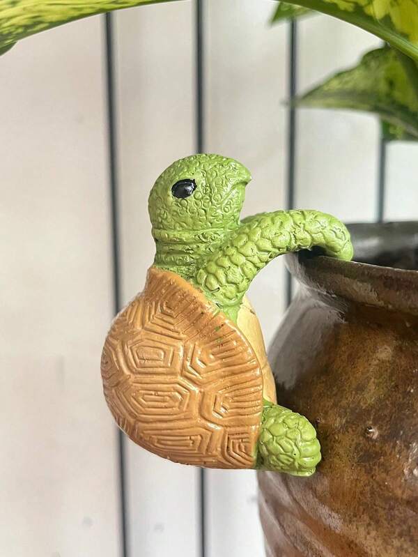 1pc Ocean Animal Turtle Resin Sculpture Decoration For Garden, Yard Or Pot Hanging Ornament