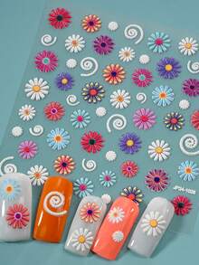 Bohemia Embossed Flower Nail Art Stickers Adhesive Sliders DIY Lip Rose Nails Polish Manicure Sticker Decals Nail Supplies - Multicolor - View 3