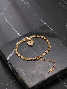 1 pieza Brazalete de acero inoxidable dorado con elementos de diamante de imitación, adecuado para el atuendo diario de los hombres, festivales, citas, compromisos - Dorado - Ver 12