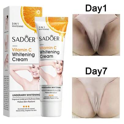 SADOER 3-In-1 Vitamin C Moisturizing Cream, Deodorizing Underarm Cream, Hyaluronic Acid Body Repair Cream, Suitable For Underarms, Neck, Knees, Elbows, Inner Thighs And Intimate Areas, Apply Evenly For Deodorizing