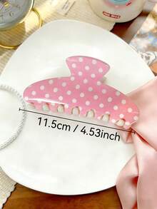 2个/1个 女士 4.53英寸/11厘米 粉蓝波点贝壳发爪夹，时尚鲨鱼齿发饰，优雅简约纯色发夹，适合日常、休闲、派对、海滩、度假、发型设计、洗发、化妆、服装配饰，秋冬春夏皆宜 - 彩色 - 查看 2