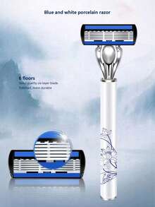 5/8/14/32 st. Delikat manuell rakapparat med 6 blad, vintageporslinsmönster, utbytbara huvuden, inkluderar förvaringslåda, hårborttagningsverktyg för armhålor och ben - Säkerhetsrakhyvel + blad - Visa 2