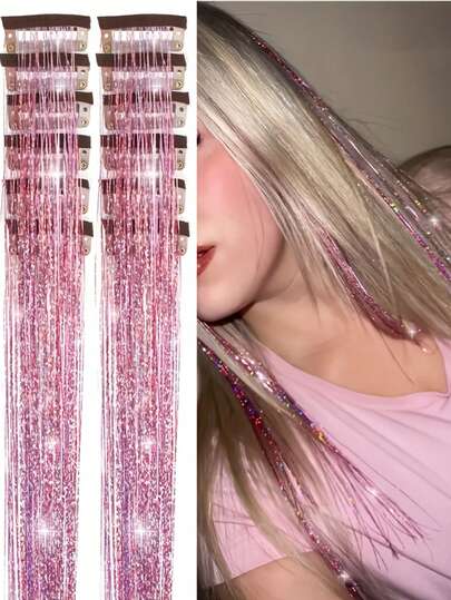 12pcs Shiny Hair Clips Suitable For Festivals - Women's Shiny Clip-In Hair Clips Hair Accessories Suitable For Straight Hair, Wedding, Party, Photography