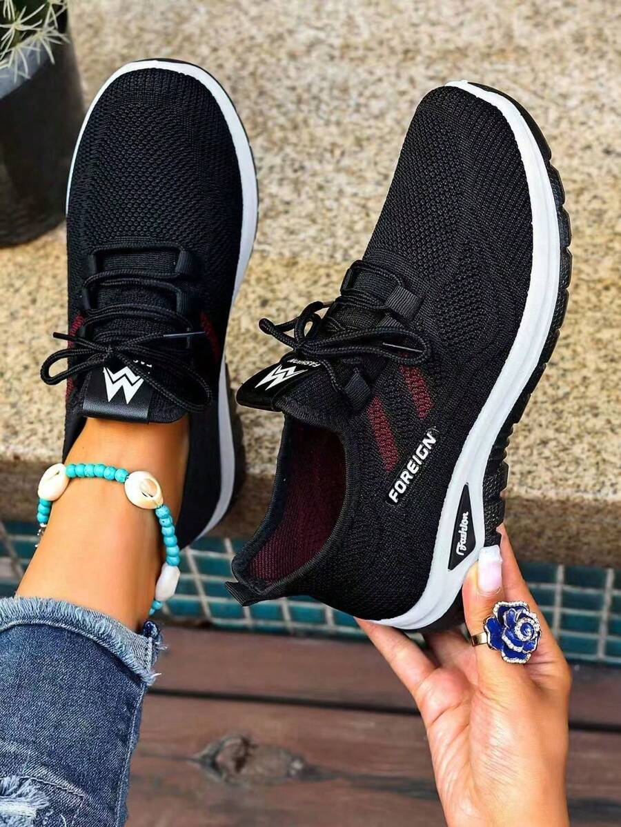 Women's Comfort Slip-On Sneakers - With Arch Support And Skin-Friendly Foam, Breathable Knitted Fabric, All-Day Lightweight Walking Shoes, Non-Slip PVC Sole - Suitable For Nurses, Teachers, Standing And Running Errands, Orthopedic Shoes, Delicate Embossed Design, Exquisite Embroidery, Soft Cushioning, Comfortable For Long Hours Of Standing - 黑色升級版 - 查看 1
