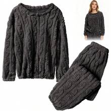 Conjunto de pijama de franela, ropa de dormir suave y afelpada, pijamas de manga larga gruesos, elásticos y antiestáticos para mantenerte caliente en invierno - Albaricoque - Ver 8