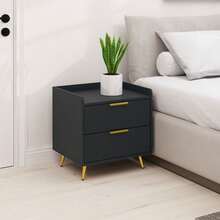 Bedside Table, Bedside Cabinet With 2 Drawers, Side End Table With Metal Legs For Bedroom Living Room - White - View 3