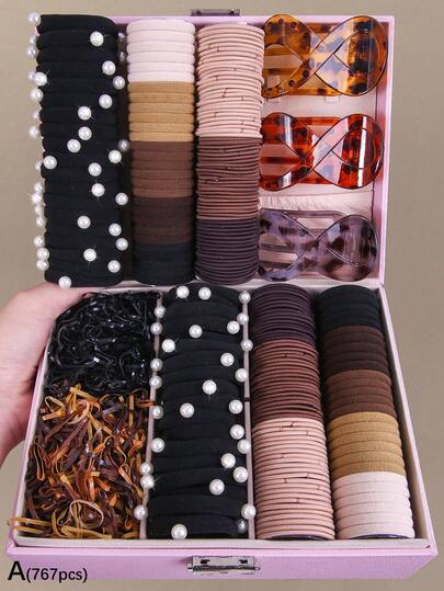 767 piezas Scrunchies para el cabello de color camello, estilo princesa lindo para coleta alta y moño, elásticos para el cabello duraderos y suaves, accesorios versátiles para el cabello para uso diario y vuelta al colegio, pinzas de garra, sujetadores de coleta, diadema