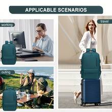 17-Inch Laptop Business Work Waterproof Backpack, Large Travel Backpack For Both Men And Women, Handbag, With Laptop Compartment, Suitable For Carry-On Luggage, Carry-On Luggage Box, Super Large Travel Backpack, Suitable For Business Trips, Travel Bag, Suitable For School, Suitable For Both Men And Women. - 孔雀藍 - 查看 3