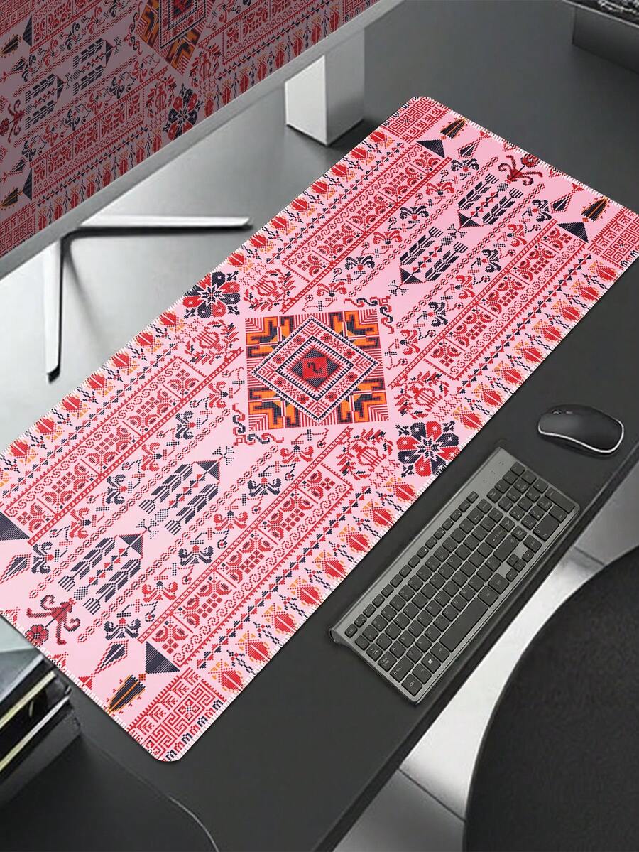 图案桌垫，适用于家庭和办公室的加长型大型鼠标垫、大型游戏鼠标垫、笔记本电脑键盘垫，底部采用防滑橡胶材质，边缘缝合加固。 - 彩色 - 查看 1