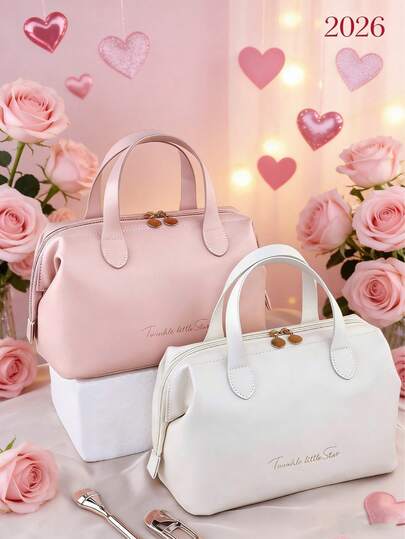 1pc PU Waterproof Large Capacity Elegant Handheld Cosmetic Bag, Multi-Purpose Big Open Zipper Storage Pouch For Cosmetics, Daily Necessities, Suitable For Women Outdoor Travel Bag Room Decors, Makeup Bags, Toiletry Bag, Desk Organiser, Make Up Bags, Makeup Bag, Make Up Pouch, Makeup Bags, Small Makeup Bag, Cosmetic Bag, Large Capacity, Large Makeup Bag, Christmas Gifts, Pouch, Gifts For Women, Pouch, Clutch / Small Handbag, Makeup Organizer, Pouch, Brush Holder, Mini Pouch, Large Capacity Pouch, Gifts For Women, Christmas Gifts, Gift Ideas For Women,Makeup Pouch,Travel Essential