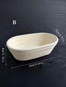 1个现代椭圆/圆形藤编面包发酵篮，带内衬，适用于酸面包烘焙，多功能厨房工具，食品级，多种尺寸可选，适合圣诞节、复活节、感恩节和父亲节。 - 白色 - 查看 15