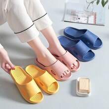 Non-Slip Bathroom Design Unisex House Slippers, Suitable For Bathing And Foot Washing. Made Of EVA Material, Soft And Comfortable, Quick-Drying, Also Suitable For Summer Wear. Simple Cut With Soft Fabric Ensures Comfortable Fit And Flexible Texture. Textured Outsole Provides Anti-Slip Traction. - A - View 2