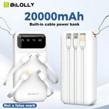 Portable Power Bank, 10000mAh/20000mAh High-Capacity Battery, Compact And Portable, Built-In 4-In-1 Cable Support, Ideal For Daily Commutes, Home Use, Travel, And More. - White - View 6