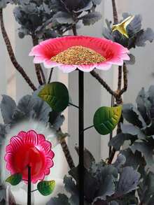 1个复古金属鸟浴盆，户外悬挂式喂鸟器，铸叶造型，防锈，铜绿垂直喂鸟站，耐用草坪庭院花园装饰，爱鸟人士用品 - K44 - 查看 5