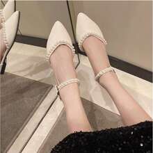 Zapatos planos con tiras y punta afilada para mujer Zapatos planos elegantes de estilo hada para mujer - Beis - Ver 3