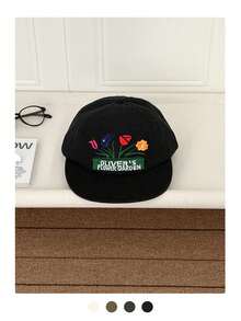 Embroidered Letter English Pattern Flat Brim Wide Brim Baseball Cap, Spring/Summer Outing, Face-Slimming, Hip-Hop, Sun-Shading Cap, Men, Skater Hippie Chicks Style - Multicolor - View 19