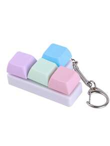 EIGIIS 1pc Keyboard Key Stress Relief Keychain, Suitable For Adults - Multi-Color Relaxation Toy With Metal Ring And Chain, Plastic Material, Helps Focus And Relieve Stress, Perfect Gift, Keychain Stress Relief Toy - Multicolor - View 12