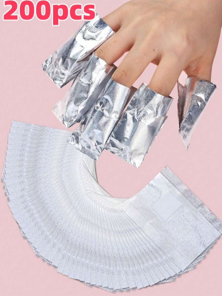 500片铝箔卸甲水包，适用于美甲、浸泡卸除亚克力凝胶指甲油等美甲用品 - 彩色 - 查看 1