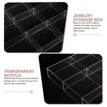 亚克力首饰收纳托盘，12格设计，首饰整理展示盒，适用于梳妆台，可收纳戒指、项链、耳环等首饰 - 無色 - 查看 8