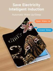 Kingsung Ốp máy tính bảng họa tiết da báo và hoa dâm bụt, tương thích với iPad 9.7/10.2/10.5/10.9/12.9/Pro 11, thế hệ thứ 10, tương thích với Samsung Galaxy Tab S6 Lite 10.4 inch, tương thích với Kindle Paperwhite thế hệ thứ 12 năm 2024, Kindle (thế hệ thứ 11) phiên bản 2022, mềm mại và chống rơi vỡ, chân đế thông minh/tự động bật/tắt màn hình. - Nhiều màu - Xem 5