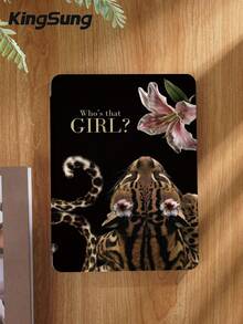 Kingsung Ốp máy tính bảng họa tiết da báo và hoa dâm bụt, tương thích với iPad 9.7/10.2/10.5/10.9/12.9/Pro 11, thế hệ thứ 10, tương thích với Samsung Galaxy Tab S6 Lite 10.4 inch, tương thích với Kindle Paperwhite thế hệ thứ 12 năm 2024, Kindle (thế hệ thứ 11) phiên bản 2022, mềm mại và chống rơi vỡ, chân đế thông minh/tự động bật/tắt màn hình. - Nhiều màu - Xem 2