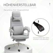 Office Chair, Gaming Chair, Rolling Chair, Ergonomic, Polyester, Foam, Multi-Layer Panel, 62 X 68 X 117-127 Cm - Light Grey - View 4