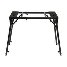 gladney Soporte plegable para teclado de alta resistencia con capacidad de carga de 150 kg, altura de 65-82 cm, ancho de 71.5-107.5 cm, pies antideslizantes, acolchado de EVA, perillas de extracción rápida, transporte compacto - Negro - Ver 4