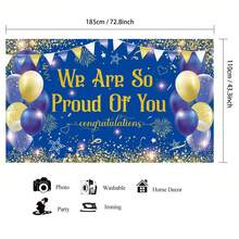 Blue Gold Congratulations We Are So Proud Of You Backdrop Banner Photography Background Hanging Party Supplies - A - View 2