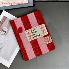 1 Pc Retro Stripe & Positive Quote Protective Tablet Case - Ideal For Sweet & Optimistic Style Enthusiasts With Pen Holder Compatible With IPad 10.9/10.2/ Air 5th Gen/Pro11/10th/9.7/Air 2/IPad (7th Gen)/ IPad (8th Gen)/IPad Air 4/5/IPad Pro 11/IPad 10th Generation 10.9-Inch 2022 Smart Case/IPad Air 13(M3 2025)/IPad Air 11(M3 2025)/IPad Air 11(M3 2025)/IPad 11(A16 2025)/Galaxy Tab S10+/S9/A9, Auto Sleep/Wake Function - Multicolor - View 3