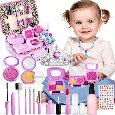 Girls' Makeup Toy Set, Mermaid Handbag, Children's Party Gift, Suitable For 3+, 4+, 5+, 6+ Years Old Girls, Toy Gift, Not Real Cosmetics
