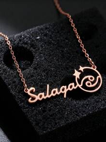12 Zodiac Sign Custom Name Necklace For Women 18K Gold Plated Stainless Steel Necklaces Zodiac-Style Name Charm Customized Jewelry Daily Wear - Multicolor - View 7