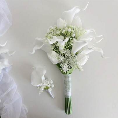 婚礼鲜花 人造马蹄莲新娘捧花 新娘伴娘手捧花 新娘配饰 家居装饰 派对装饰