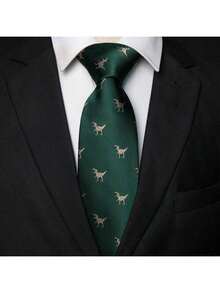 3 piezas Corbatas con estampado animal, adecuadas como regalos de cumpleaños u ocasiones festivas para novio, familia - Verde - Ver 9