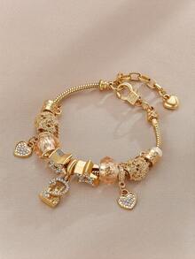 1条Y2K复古风手链，1条梦幻城堡手链，1条水钻爱心手链 - 彩色 - 查看 3