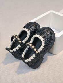 2026 Korean Style Children Princess Shoes, Spring New Leather Easy-Clean Soft Sole Toddler Walking Shoes - Black - View 9