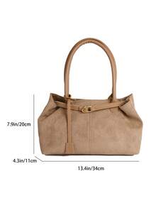 时尚新款复古哑光大容量通勤单肩腋下手提包（女士款） - 卡其色 - 查看 5