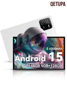 Qetupa Android 15 10-Inch Tablet PC, Octa-Core Processor, 4GB RAM, 128GB ROM, Expandable To 1TB, 6000mAh Battery, 1280x800 HD Touchscreen, 5MP Front + 13MP Rear Dual Cameras, Supports WiFi 802.11ac, Bluetooth 5.2, 2MP Front + 5MP Rear Dual Cameras - White - View 1