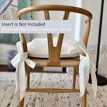 Korean Made Chair Pad Slipcover 17.5'x17.5' Chair Cushion Cover Ties With Ruffle Farmhouse Decor Covers Only, Gift For Mom (Solid White) StocFKing Stuffer - 純白色 - 查看 5